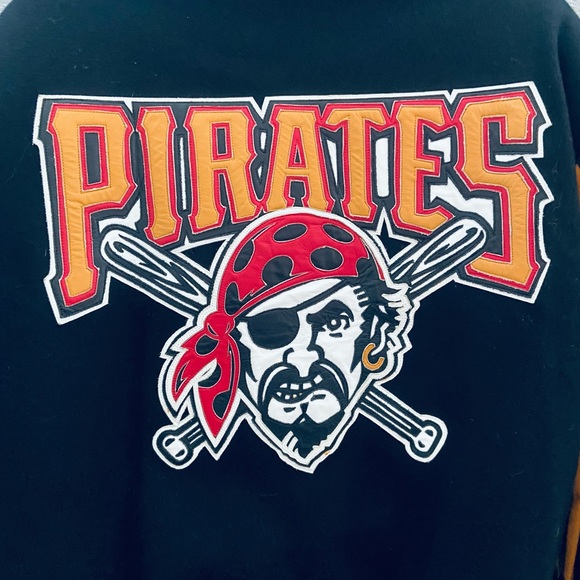 jeff hamilton vintage Pittsburgh Pirates Wool Varsity Jacket striped Leather - Picture 4 of 8
